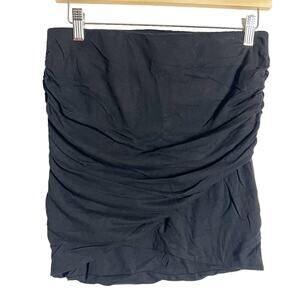 James Perse Black Cotton Jersey Ruched Tube Mini Skirt Size Large